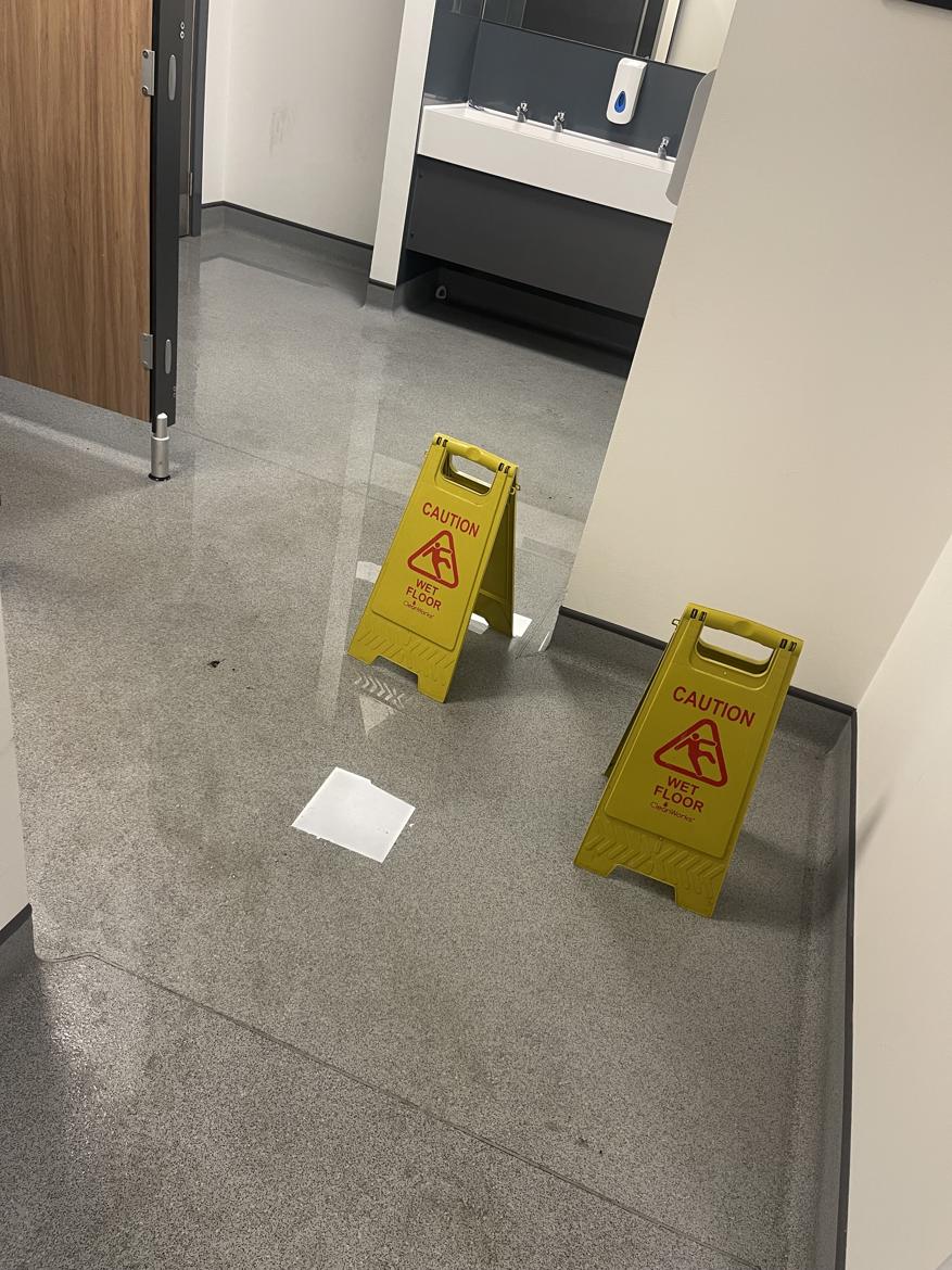 A commercial washroom before cleaning by Cadence Clean in Derby